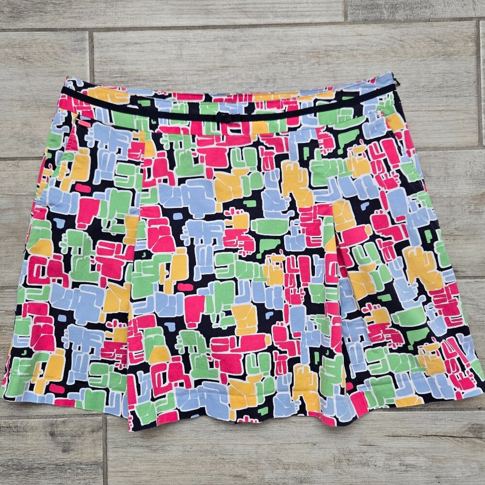 LizGolf Multi-Color Skort Women's Golf Tennis Lined Geo Pattern Bright Active 16